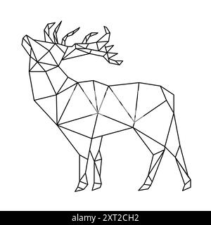 Eine polygonale Strichgrafik eines Bären, die geometrische Formen in schwarzen Linien zeigt. Stock Vektor