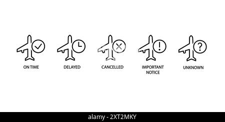 Symbole Für Flugstatus-Konzept. Monolinkonzept Stock Vektor