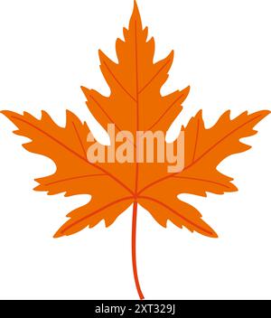 Herbstliches Ahornblatt. Handgezeichnet trendiger flacher Stil isoliert. Herbstlaub, goldene Jahreszeit. Vektorabbildung Stock Vektor