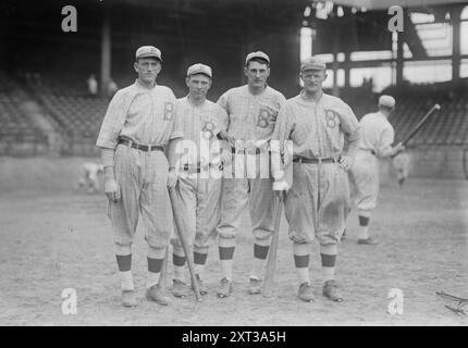 Jake Daubert, George Cutshaw, Ivy Olson, Mike Mowrey, Brooklyn NL Infield (Baseball), 1916. Stockfoto