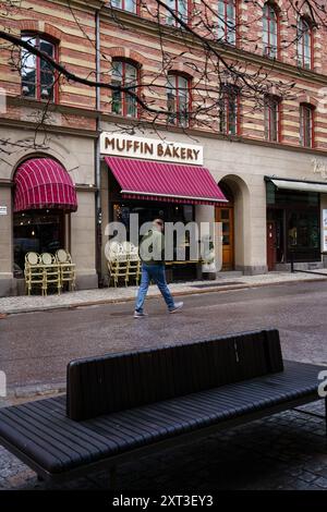 Stockholm, Schweden. 15. April 2024: Muffin Bakery in der Drottninggatan Street Stockfoto