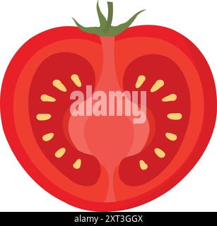 Auffällige Rote Tomatenscheibe : Detaillierte Vektor-Illustration. Tomatenquerschnitt. Ressource Für Die Lebensmittelindustrie. Halbgeschnittener Roter Tomatenvektor. Halbgeschnittene Saftigkeit Stock Vektor