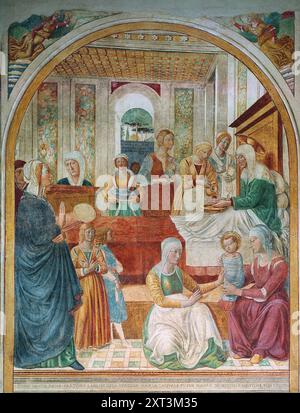 Die Geburt der Jungfrau, 1491. Gefunden in der Sammlung des Museo Benozzo Gozzoli, Castelfiorentino. Stockfoto