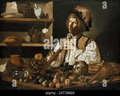 Innenraum mit Stillleben und junger Mann mit Flöte, c1615-1616. Gefunden in der Sammlung des Ashmolean Museums, Oxford. Stockfoto