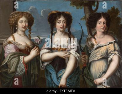 Drei Nichten von Kardinal Mazarin: Olympia (links), Hortense (Mitte) und Marie Mancini (rechts), 17. Jahrhundert. Gefunden in der Sammlung der Mus&#xe9;e des Beaux-Arts de la ville de Paris. Stockfoto