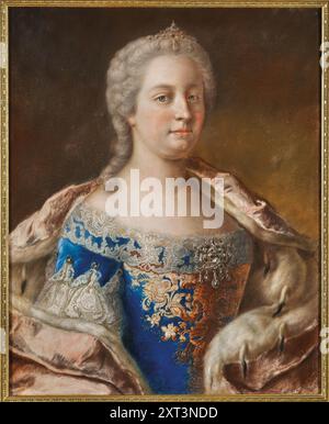 Porträt der Kaiserin Maria Theresia als Königin von Böhmen und Ungarn (1717-1780), 1743-1745. In der Sammlung der Privatsammlung gefunden. Stockfoto