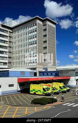 Ambulance Bay, University Hospital of Wales, Heath Park, Cardiff, Wales, Großbritannien. Stockfoto