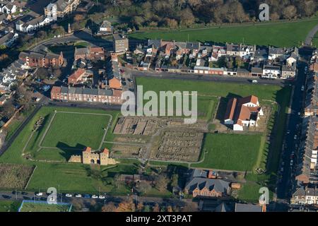 Die ausgegrabenen Überreste des römischen Forts Arbeia, South Shields, South Tyneside, 2023. Die ausgegrabenen Überreste des römischen Forts Arbeia, South Shields, South Tyneside, 2023. Stockfoto