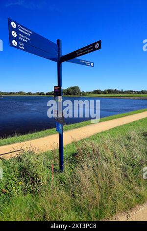 Wegweiser, Lisvane Reservoir, Lisvane Und Llanishen Reservoir, Llanishen, Cardiff, Wales. Stockfoto