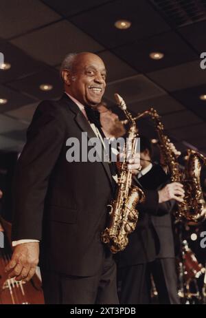 Benny Carter, The Jazz Inn Party All Star Big Band, Nordwijk, Niederlande, 1989. Stockfoto