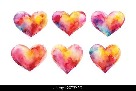 Aquarellherz auf einem weißen Hintergrund Konzept - romantische Beziehung, Liebe, Valentinstag, Leben, Kunst nette Clipart Hand gezeichnete Illustration Stock Vektor