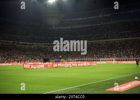 Mailand, Italien. August 2024. Das Fußballspiel der Silvio Berlusconi Trophy (Trofeo Berlusconi) zwischen Mailand und Monza im San Siro Stadion in Mailand, Italien - Dienstag, 13. August 2024. Sport - Fußball . (Marco Alpozzi/LaPresse) Credit: LaPresse/Alamy Live News Stockfoto