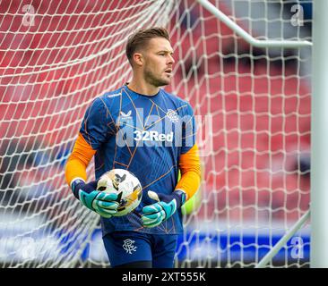 Hampden Park, Glasgow, Großbritannien. August 2024. Champions League Qualifying Football, Second Leg, Rangers gegen Dynamo Kyiv; Jack Butland von Rangers Credit: Action Plus Sports/Alamy Live News Stockfoto