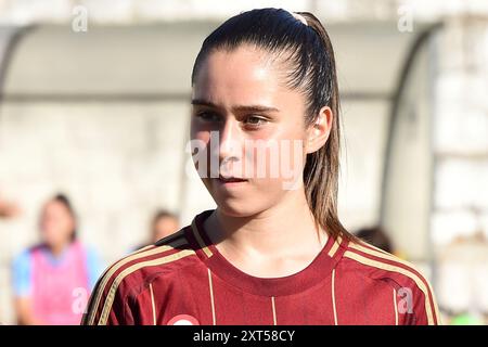 Cisterna Di Latina, Latium. August 2024. Giulia Dragoni von AS Roma während des Freundschaftsspiels zwischen Roma-Frauen und Napoli-Frauen im Domenico Bartolani-Stadion, Cisterna di Latina, Italien, 13. August 2024. Quelle: massimo insabato/Alamy Live News Stockfoto