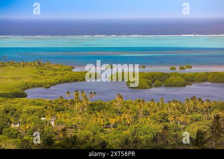 Panoramablick auf die Insel San Andres und das Meer in den sieben Farben Kolumbien Stockfoto