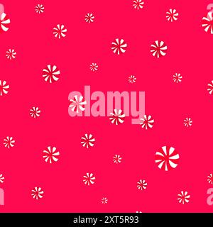 Nahtloses Konfetti-Muster von roten Süßigkeiten auf rotem Hintergrund. Stock Vektor