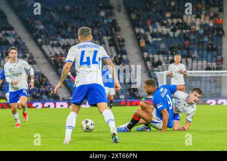 Glasgow, Großbritannien. August 2024. Die Rangers spielten Dynamo Kyiv in der Champions League im Hampden Park in Glasgow, Schottland. Das Endresultat war Dynamo Kiew mit 0:2, und die Tore wurden von O. Pikhalionok (82) und N. Voloshyn (84) erzielt. Quelle: Findlay/Alamy Live News Stockfoto