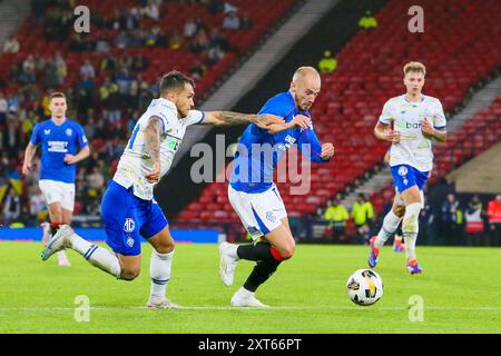 Glasgow, Großbritannien. August 2024. Die Rangers spielten Dynamo Kyiv in der Champions League im Hampden Park in Glasgow, Schottland. Das Endresultat war Dynamo Kiew mit 0:2, und die Tore wurden von O. Pikhalionok (82) und N. Voloshyn (84) erzielt. Quelle: Findlay/Alamy Live News Stockfoto