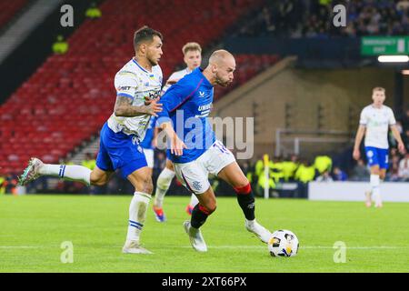 Glasgow, Großbritannien. August 2024. Die Rangers spielten Dynamo Kyiv in der Champions League im Hampden Park in Glasgow, Schottland. Das Endresultat war Dynamo Kiew mit 0:2, und die Tore wurden von O. Pikhalionok (82) und N. Voloshyn (84) erzielt. Quelle: Findlay/Alamy Live News Stockfoto