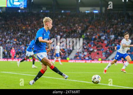 Glasgow, Großbritannien. August 2024. Die Rangers spielten Dynamo Kyiv in der Champions League im Hampden Park in Glasgow, Schottland. Das Endresultat war Dynamo Kiew mit 0:2, und die Tore wurden von O. Pikhalionok (82) und N. Voloshyn (84) erzielt. Quelle: Findlay/Alamy Live News Stockfoto