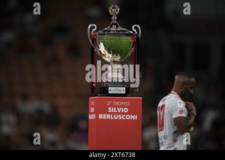 Mailand, Italien. August 2024. Das Fußballspiel der Silvio Berlusconi Trophy (Trofeo Berlusconi) zwischen Mailand und Monza im San Siro Stadion in Mailand, Italien - Dienstag, 13. August 2024. Sport - Fußball . (Marco Alpozzi/LaPresse) Credit: LaPresse/Alamy Live News Stockfoto