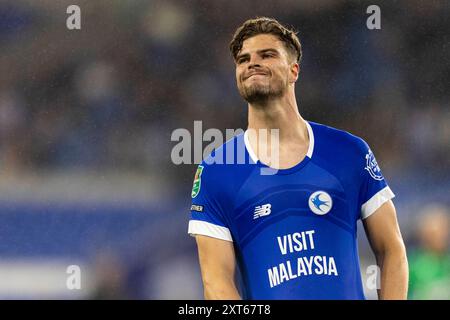 Cardiff, Großbritannien. August 2024. Ollie Tanner von Cardiff City in Aktion. Spiel der 1. Runde des Carabao Cup EFL Cup, Cardiff City gegen Bristol Rovers im Cardiff City Stadium in Cardiff, Wales am Dienstag, den 13. August 2024. Dieses Bild darf nur für redaktionelle Zwecke verwendet werden. Nur redaktionelle Verwendung, Bild von Lewis Mitchell/Andrew Orchard Sportfotografie/Alamy Live News Credit: Andrew Orchard Sportfotografie/Alamy Live News Stockfoto