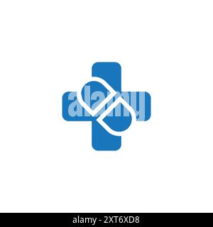 Einfacher geometrischer blauer Medikamente medizinischer Logo-Vektor Stock Vektor