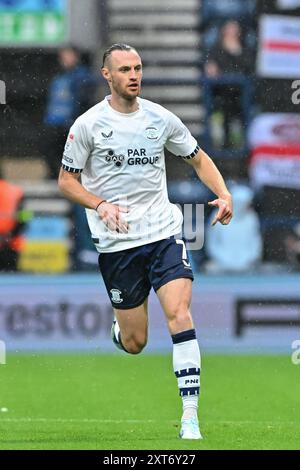 Will Keane von Preston North End während des Carabao Cup Spiels Preston North End gegen Sunderland in Deepdale, Preston, Großbritannien, 13. August 2024 (Foto: Cody Froggatt/News Images) Stockfoto