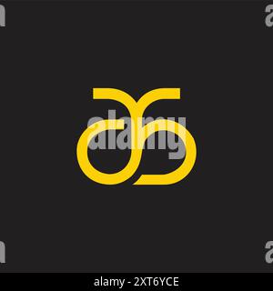 Letter ab Gold lines einfacher Logovektor mit Schleife Stock Vektor