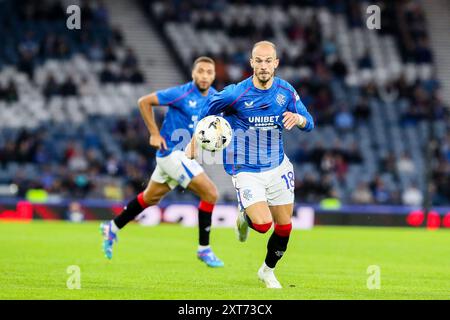 Glasgow, Großbritannien. August 2024. Die Rangers spielten Dynamo Kyiv in der Champions League im Hampden Park in Glasgow, Schottland. Das Endresultat war Dynamo Kiew mit 0:2, und die Tore wurden von O. Pikhalionok (82) und N. Voloshyn (84) erzielt. Quelle: Findlay/Alamy Live News Stockfoto