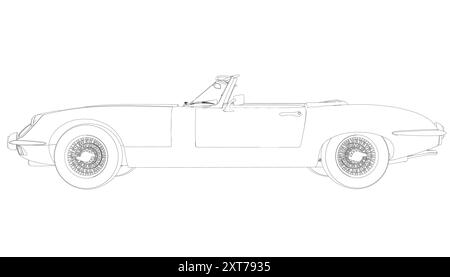 Luxus-Cabriolet. Ausmalseiten für das Zeichnen von Erwachsenen. Strichbild. Cabriolet mit Umrissen. Vektorillustration Fahrzeug. Schwarze Kontur s Stock Vektor