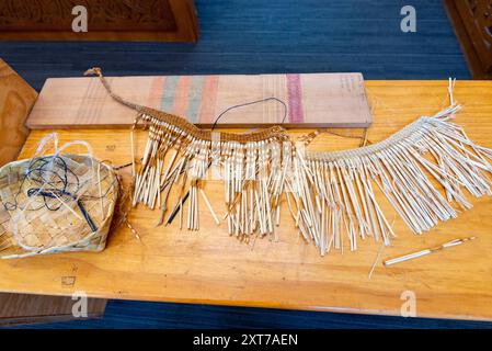 Authentischer Piupiu-Rock Aus Maori-Flachs Stockfoto