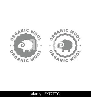 Vektoretikett aus organischer Wolle. Legende aus Schafwolle. Stock Vektor