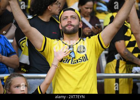 13. August 2024: Columbus Crew-Fan bejubelt sein Team gegen Inter Miami CF im Liagues Cup in Columbus, Ohio. Brent Clark/Cal Sport Media Stockfoto