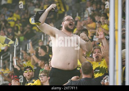 13. August 2024: Die Fans der Columbus Crew feiern ein Tor gegen Inter Miami CF im Liagues Cup in Columbus, Ohio. Brent Clark/Cal Sport Media Stockfoto