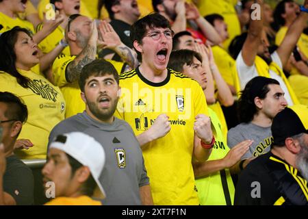 13. August 2024: Die Fans der Columbus Crew feiern ein Tor gegen Inter Miami CF im Liagues Cup in Columbus, Ohio. Brent Clark/Cal Sport Media Stockfoto