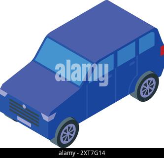 Blaues Geländefahrzeug, ideal für Transport-, Reise- und Abenteuerabenteuer in isometrischer Ansicht Stock Vektor