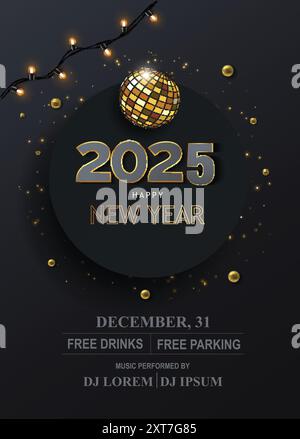 2025 Happy New Year Hintergrund für Ihre Flyer- und Grußkarte oder Neujahrsfeier. Abstraktes Vektor-Illustrationsdesign Stock Vektor