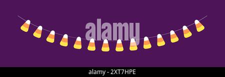 Süße Zuckergirlande für Halloween. Einfache Trick oder Treat Banner hängende Party Dekor Vektor Element. Stock Vektor