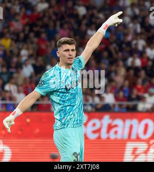 Bukarest, Rumänien. 13. August 2024: Stefan Tarnovanu, Torhüter der FCSB, während der UEFA Champions League, dritter Qualifikationsrunde 2. Legs-Fußballspiel zwischen FCSB und AC Sparta Praha, im Steaua-Stadion in Bukarest. Quelle: Lucian Alecu/Alamy Live News Stockfoto