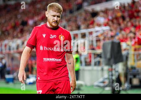 Sebastian Kerk aus Widzew wurde während des Polnischen PKO Ekstraklasa League-Spiels zwischen Widzew Lodz und Slask Wroclaw im Widzew Lodz Municipal Stadium gesehen. Endpunktzahl: Widzew Lodz 0:0 Slask Breslaw. Stockfoto