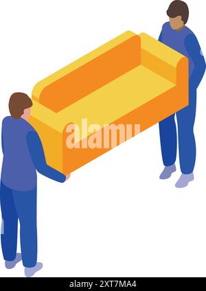 Zwei Angestellte in Uniform tragen ein Sofa Stock Vektor