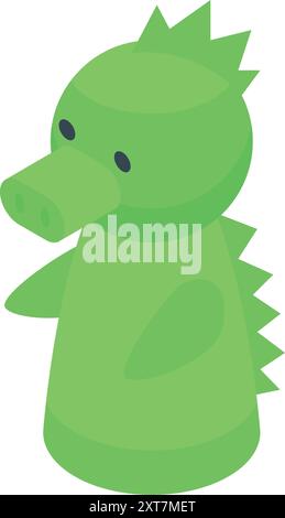 Die Handpuppe des grünen Drachen posiert für eine Show Stock Vektor
