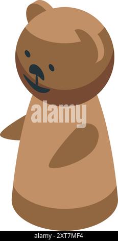 Klassischer brauner Teddybär mit offenen Armen, wie bereit für eine Umarmung, in isometrischer Darstellung Stock Vektor