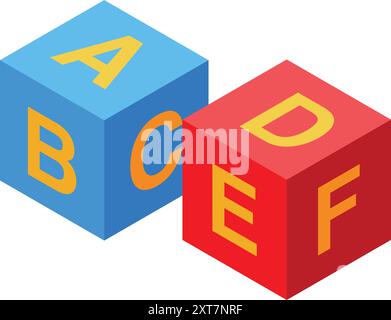 Bunte Alphabetblöcke, die den Anfang des Alphabets buchstabieren Stock Vektor