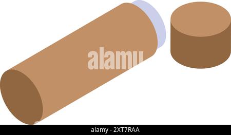 Braunes Modell aus Pappröhrchen, das mit offener Kappe liegt Stock Vektor