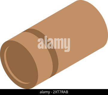 Einfache braune Verpackung aus Pappröhrchen auf weißem Hintergrund, isometrische Ansicht Stock Vektor