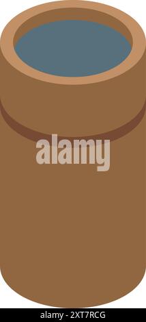 Pappröhrchen mit braunem Streifen stehen in isometrischer Ansicht Stock Vektor