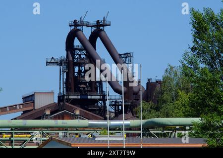 Blastöfen in Eisenhuttenstadt, 2024, wo neue Technologien Wasserstoff und direkte Reduktion die Produktion revolutionieren werden. Stockfoto