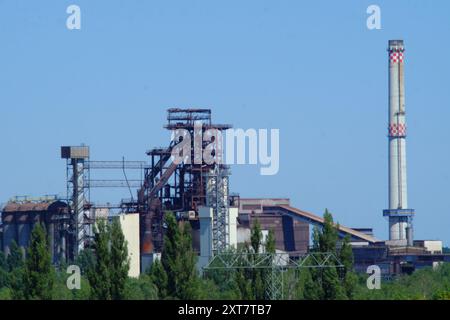 Blastöfen in Eisenhuttenstadt, 2024, wo neue Technologien Wasserstoff und direkte Reduktion die Produktion revolutionieren werden. Stockfoto